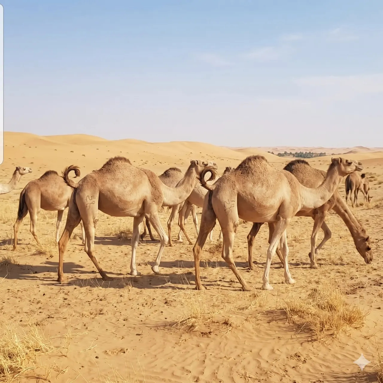 Camels in the desert